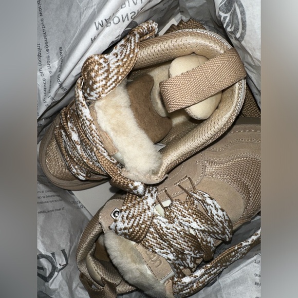 UGG LOWMEL Suede & Canvas Sneakers in Sand - Picture 3 of 6